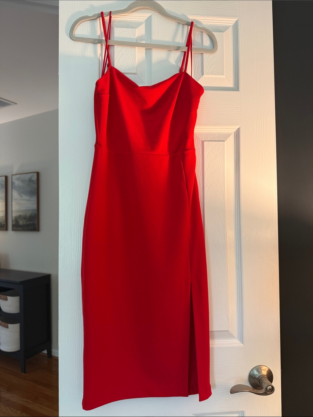 Express Red Spaghetti Strap Midi Dress